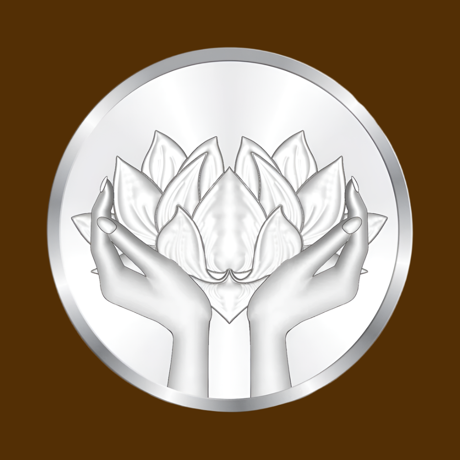 999 Purity 20 grams Lotus Silver Coin Akshay Tritiya With BIS Hallmarked