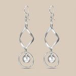 Load image into Gallery viewer, Ball Bead Wavy Rhodium Plated 925 Sterling Silver Hook Dangler Earrings for Women