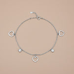 Load image into Gallery viewer, Madhuban Hearts Solitaire 925 Sterling Silver Anklets with Adjustable Length