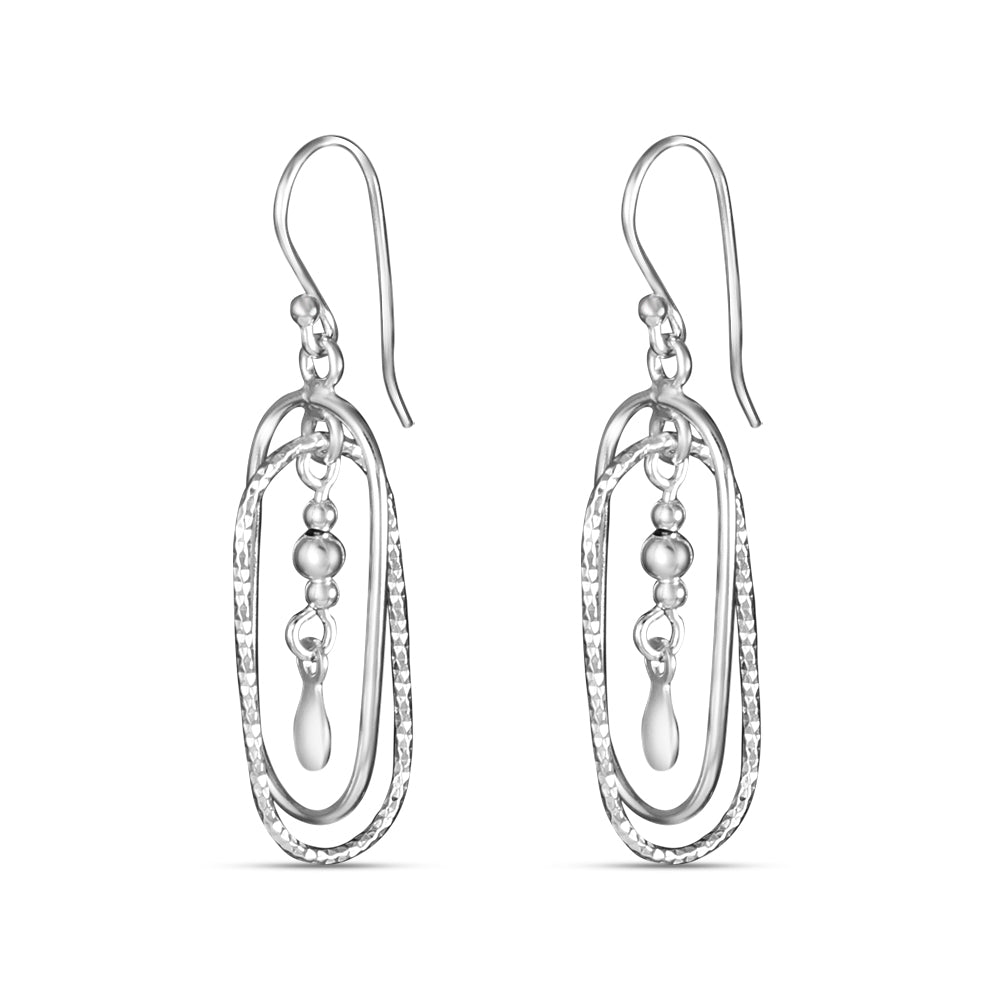 Oval Chimes 925 Sterling Silver Dangling Hook Earrings for Women