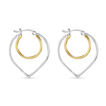 Load image into Gallery viewer, Mannat Double Hoops Two Tone 925 Sterling Silver Hoop Earrings