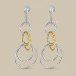 Load image into Gallery viewer, Circles Two Tone 925 Sterling Silver Hook Earrings for Women