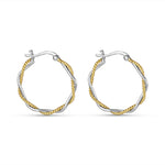 Load image into Gallery viewer, Swirl Vines Double Hoops Two Tone 925 Sterling Silver Hoop Earrings