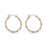 Load image into Gallery viewer, Swirl Vines Double Hoops Two Tone 925 Sterling Silver Hoop Earrings