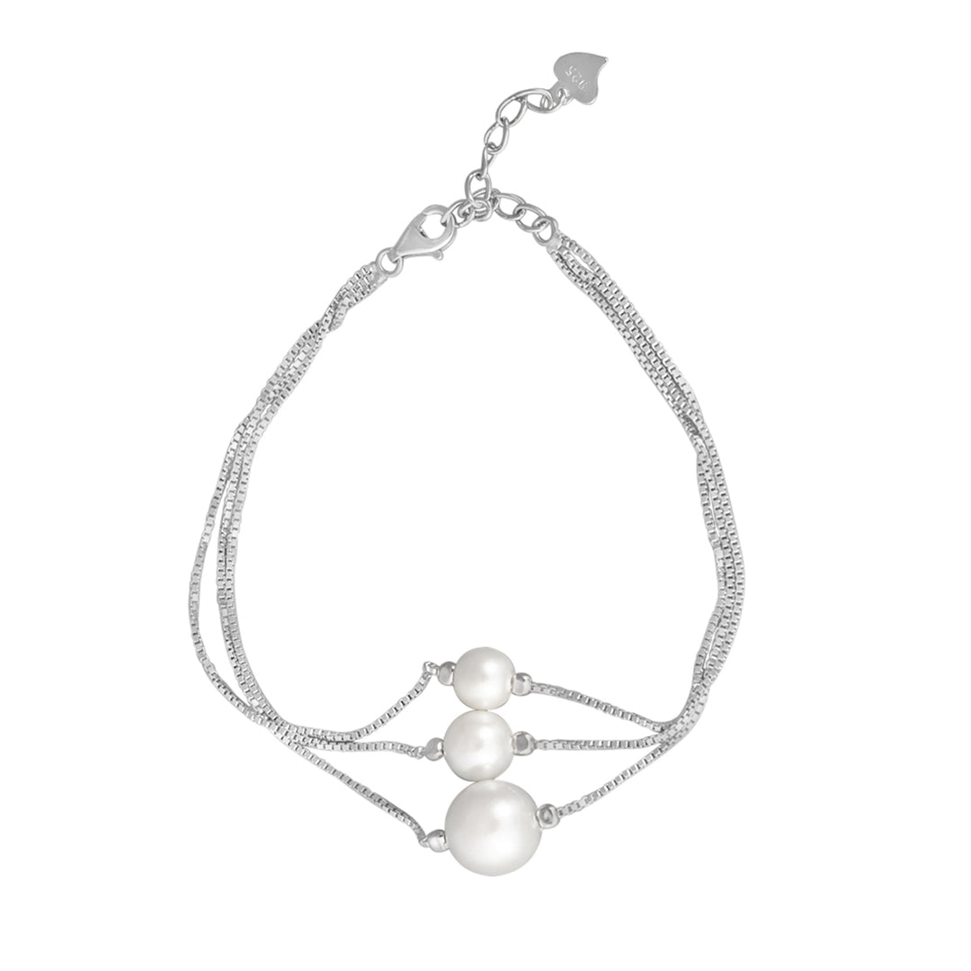 Pearl Odyssey 925 Sterling Silver Bracelet with Adjustable Length