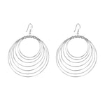Load image into Gallery viewer, Graduating Circle Rhodium Plated 925 Sterling Silver Dangling Hook Earrings for Women