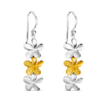 Load image into Gallery viewer, Hawaiian Plumeria Floral Rhodium and Gold Plated 925 Sterling Silver Hook Earrings for Women