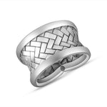 Load image into Gallery viewer, Handmade Knit Styled 925 Sterling Silver Ring - Adjustable Ring Size