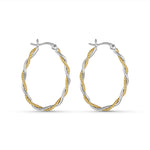 Load image into Gallery viewer, Mia'h Double Hoops Two Tone 925 Sterling Silver Hoop Earrings