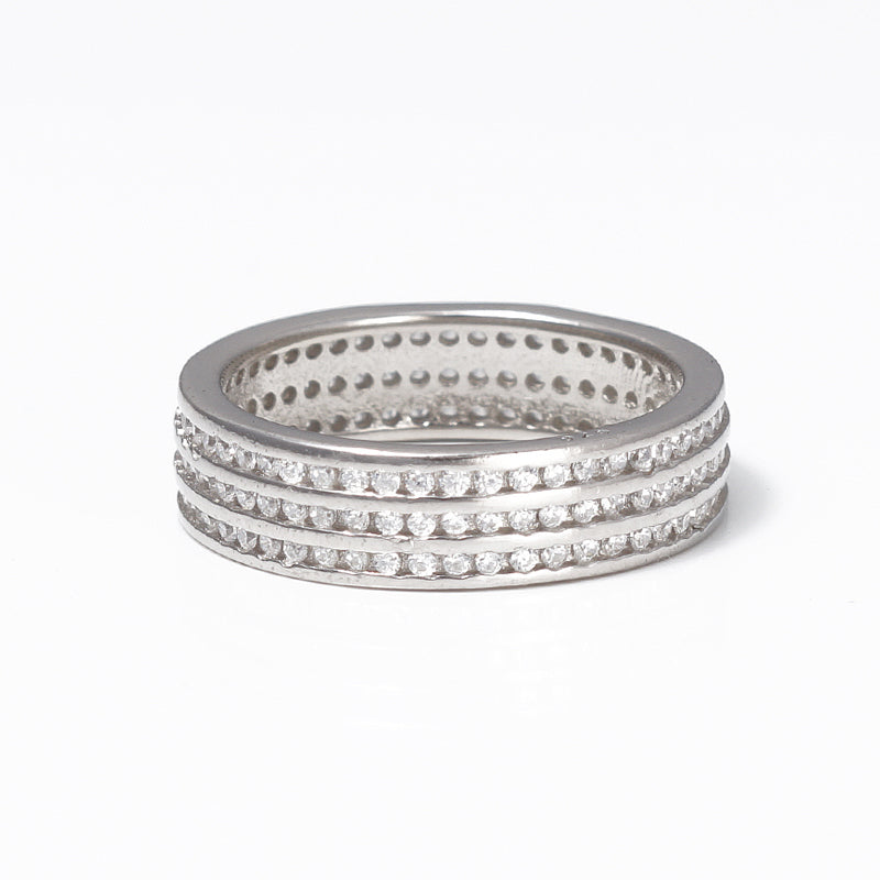 3 row Full Eternity 925 Silver Ring