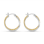 Load image into Gallery viewer, Aditi Swig Double Hoops Two Tone 925 Sterling Silver Hoop Earrings