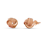 Load image into Gallery viewer, Rose Permed Knot 925 Sterling Silver Stud Earring (Rose Gold Plated)
