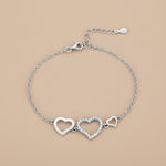 Load image into Gallery viewer, Multi Hearts 925 Sterling Silver Bracelet with Adjustable length