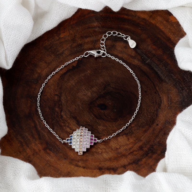 Rainbow Mule Multi Color 925 Sterling Silver Bracelet with Adjustable Length