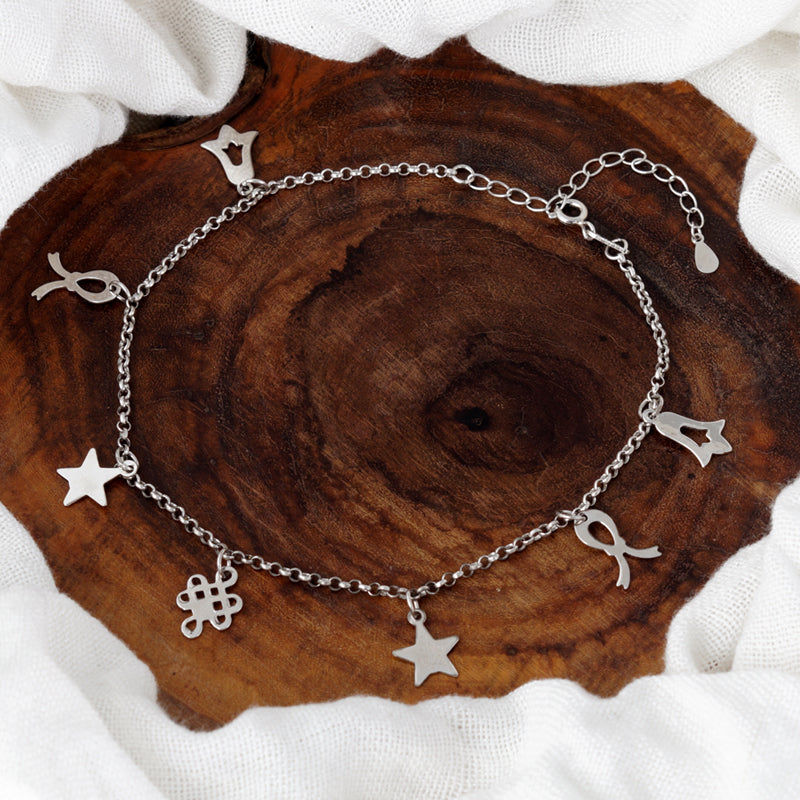 Madhuban Temptation 925 Sterling Silver Anklets with Adjustable Length