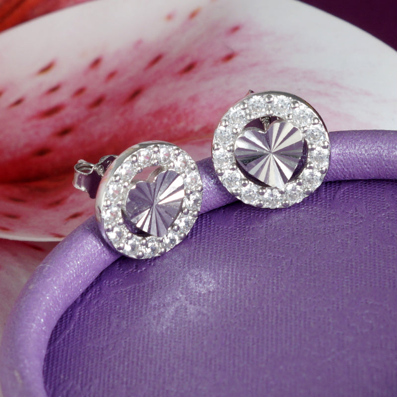 Twinkle Heart 925 Sterling Silver Stud Earrings