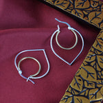 Load image into Gallery viewer, Mannat Double Hoops Two Tone 925 Sterling Silver Hoop Earrings