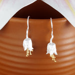 Load image into Gallery viewer, Handmade Cherry Flower Gold and Rhodium Plated 925 Sterling Silver Hook Earrings for Women