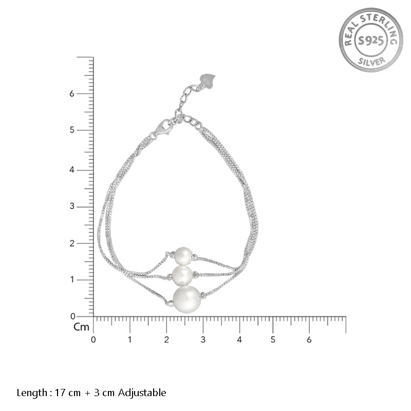 Pearl Odyssey 925 Sterling Silver Bracelet with Adjustable Length