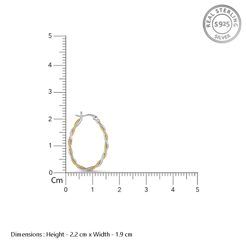Mia'h Double Hoops Two Tone 925 Sterling Silver Hoop Earrings