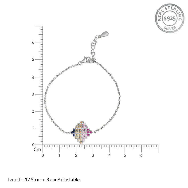 Rainbow Mule Multi Color 925 Sterling Silver Bracelet with Adjustable Length