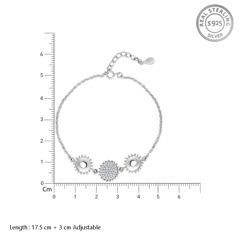 Celestial Chakra 925 Sterling Silver Bracelet With Adjustable Length