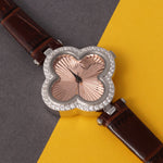 Load image into Gallery viewer, Women's 925 Sterling Silver Watch with Brown Leather Belt