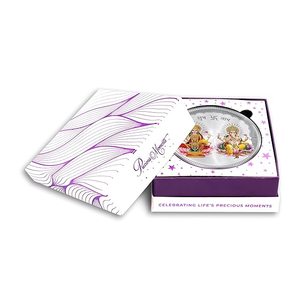 TUANZ 999 Purity 10 grams Radha Krishna Square Silver Coin With BIS Hallmarked