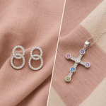 Load image into Gallery viewer, 925 Sterling Silver Stud Earrings & Pendant with Chain Combo Set