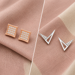 Load image into Gallery viewer, Luxury 925 Sterling Silver Sparkling Squire Shape Stud Earrings Combo