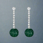 Load image into Gallery viewer, green silver dangling earrings