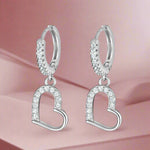 Load image into Gallery viewer, heart bali hoop silver earrings