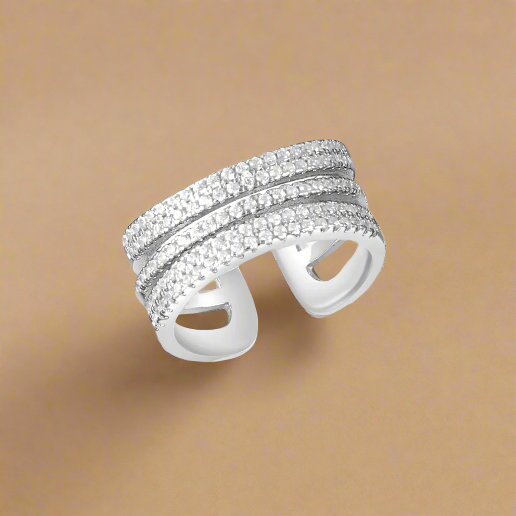 Eternal 925 Sterling Silver Half Eternity Ring Free size