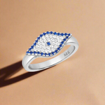Load image into Gallery viewer, evil eye silver ring