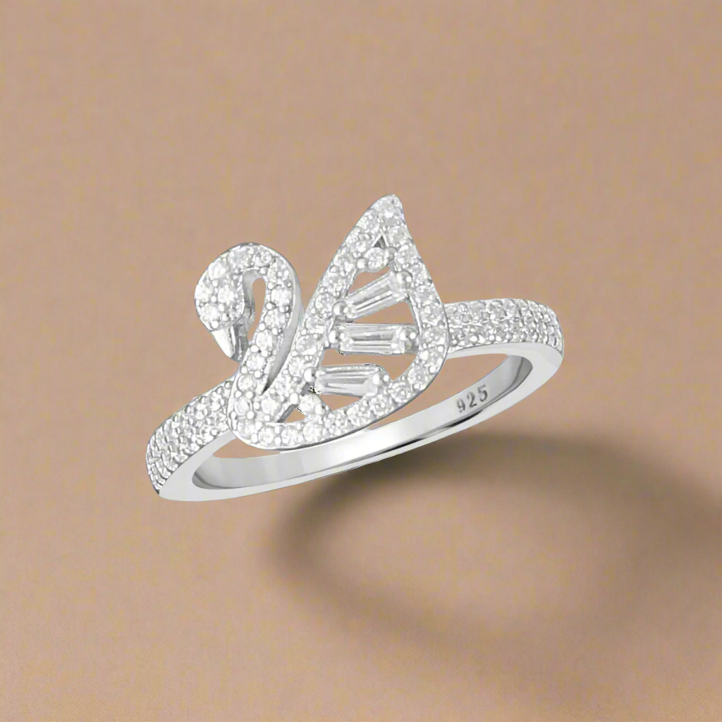 swan silver ring for womens