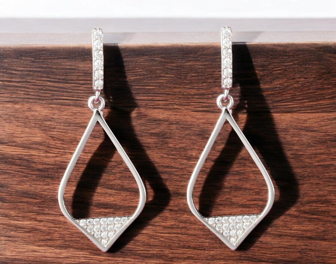 Nalini 925 Pure Sterling Silver Rhodium-Plated Dangler Earrings