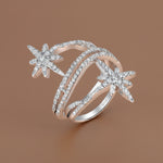Load image into Gallery viewer, Ethena Star Dazzle 925 Sterling Silver Ring. Adjustable ring size. Fits comfortably between Indian ring size 9 to 17