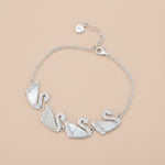 Load image into Gallery viewer, Dancing Swan Bracelet 925 Sterling Silver White, Rhodium Plated. With adjustable Length