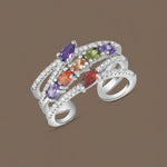 Load image into Gallery viewer, Damia Color 925 Sterling Silver Ring Adjustable Ring size. Comfortably fits Indian size 9 to 17