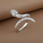Load image into Gallery viewer, Serpent 925 Sterling Silver Ring. Adjustable ring size. Fits comfortably between Indian ring size 9 to 17