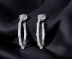 Load image into Gallery viewer, Pave and Bezel Half Hoop Earrings 925 Sterling Silver