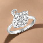 Load image into Gallery viewer, A 925 sterling silver ring featuring a graceful swan design with sparkling AAA cubic zirconias.