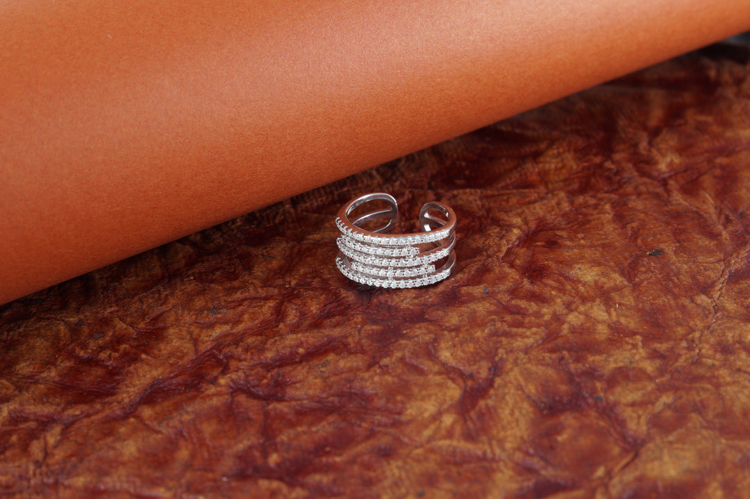 Eternal Perpetual 925 Sterling Silver Half Eternity Ring Free size
