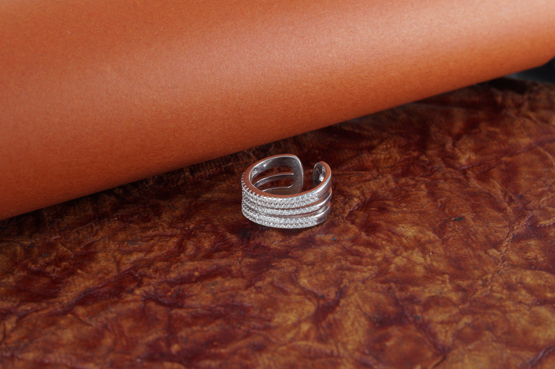 Eternal 925 Sterling Silver Half Eternity Ring Free size
