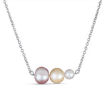 Load image into Gallery viewer, Tri Color Graduating Cultured Pearl 925 Starling Silver Necklace. With adjustable length