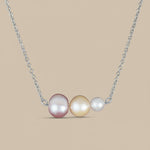 Load image into Gallery viewer, Tri Color Graduating Cultured Pearl 925 Starling Silver Necklace. With adjustable length