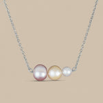 Load image into Gallery viewer, Tri Color Graduating Cultured Pearl 925 Starling Silver Necklace. With adjustable length