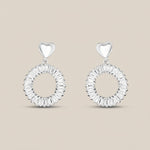 Load image into Gallery viewer, Baguette 925 Sterling Silver Cubic Zirconia Rhodium Plated Dangler Earrings
