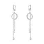 Load image into Gallery viewer, Link Point 925 Sterling Silver Cubic Zirconia Rhodium Plated Long Dangler Earrings