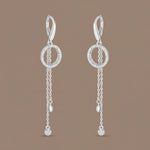 Load image into Gallery viewer, Link Point 925 Sterling Silver Cubic Zirconia Rhodium Plated Long Dangler Earrings
